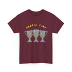 Roarie Time Tee in Maroon – three-peat fan T-shirt with gold lettering and three silver trophies